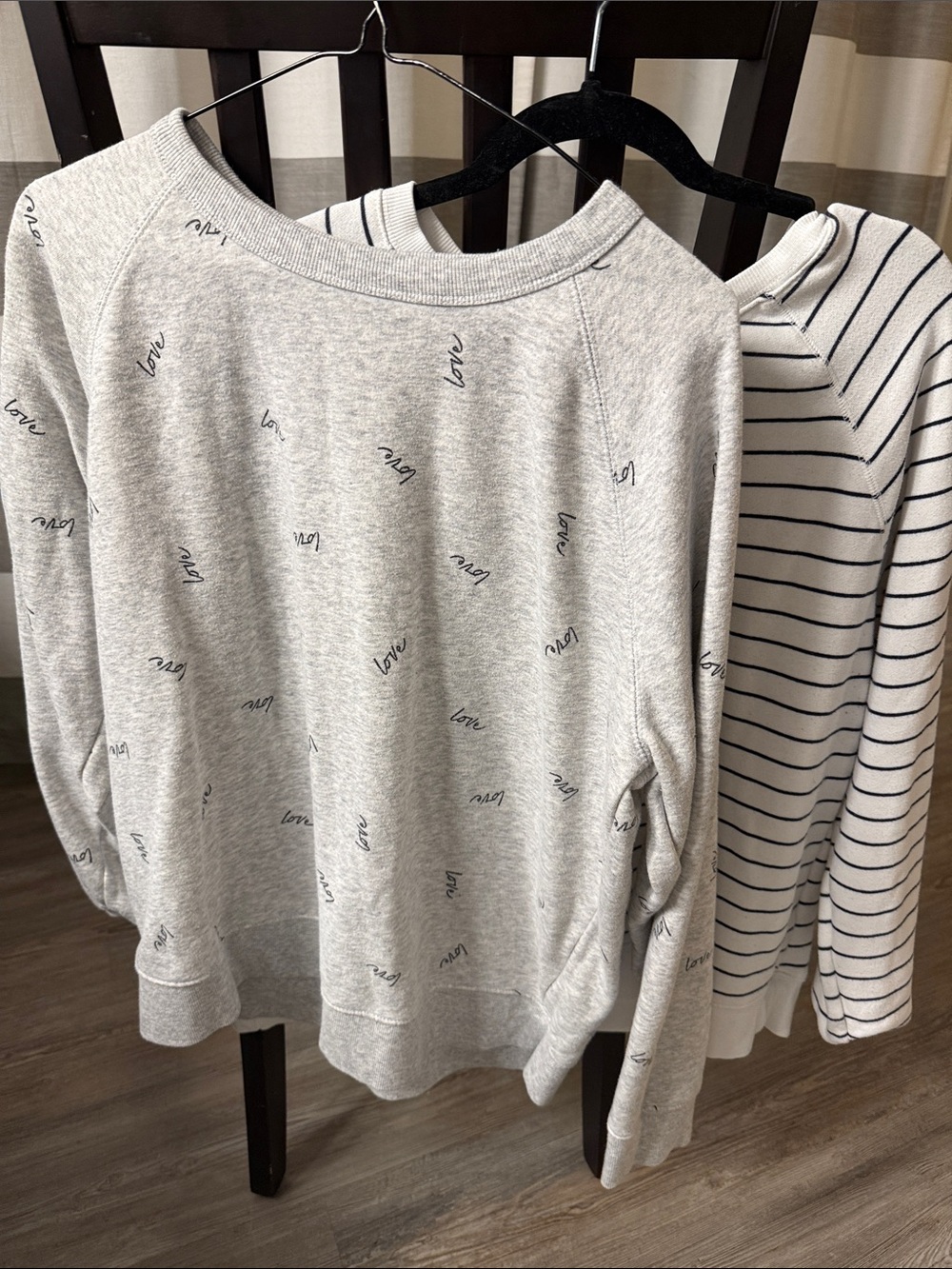 Women’s Light Gray Crewneck Sweatshirt - “love”Casual Pullover set of 2